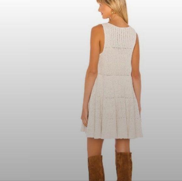 Free People Waterfall Ruffle Sweater Dress Large Cream - Picture 3 of 6